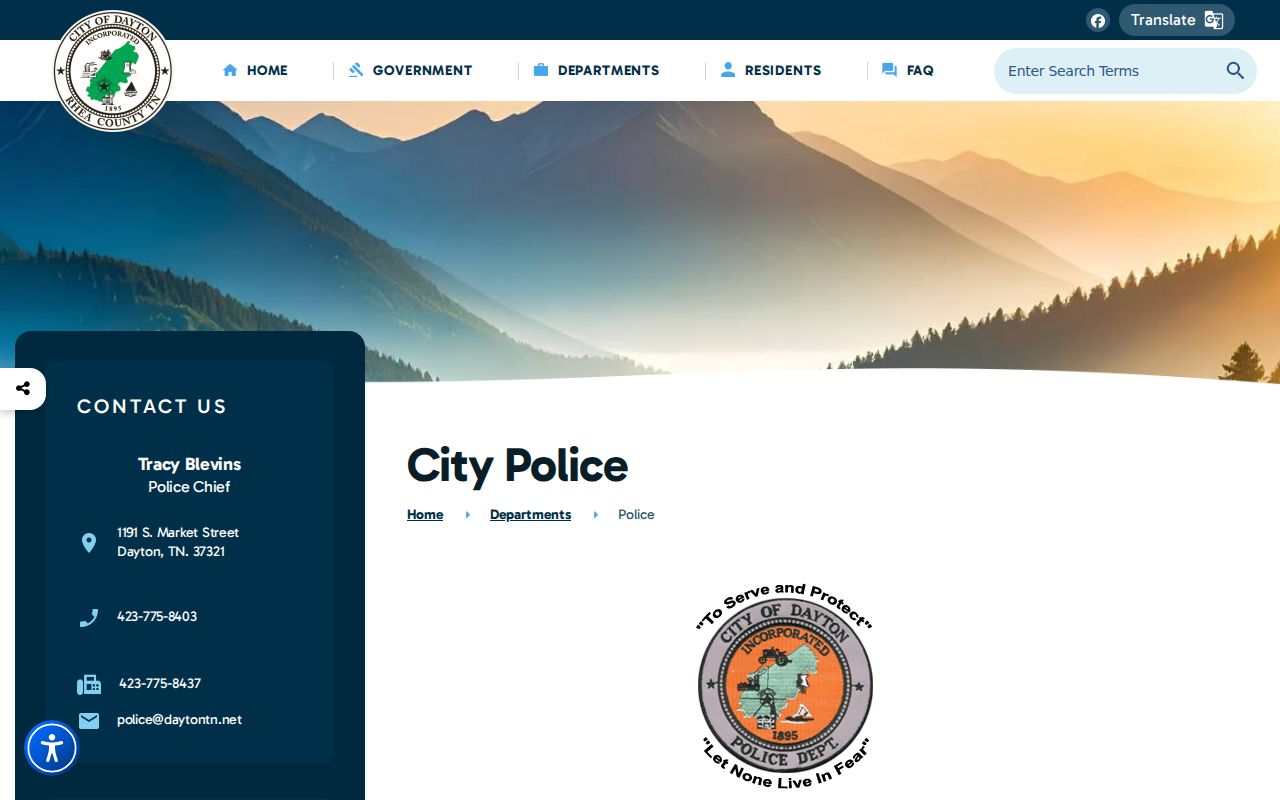 Dayton Police contact information for Dayton warrant records