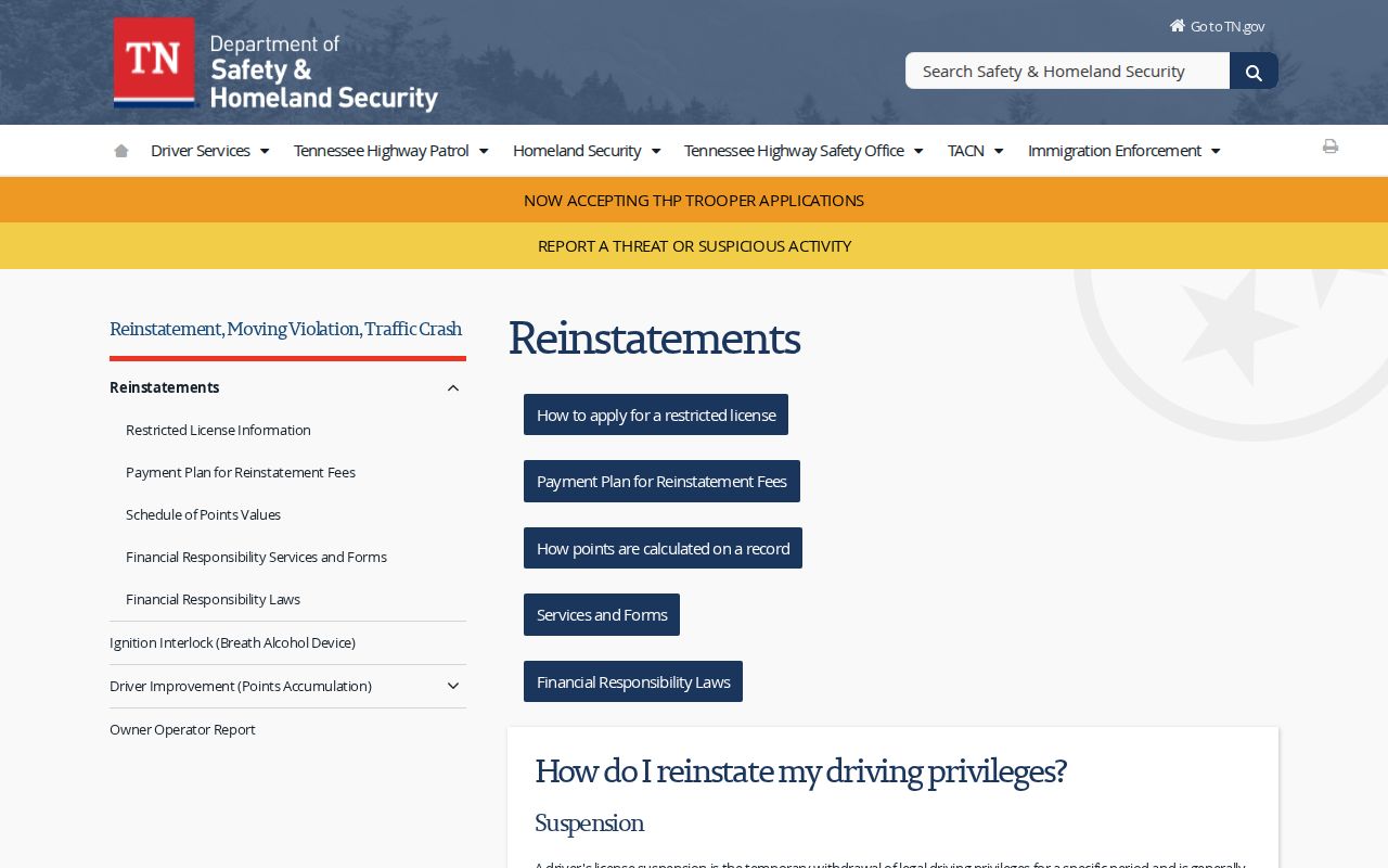 Tennessee court clearance and reinstatement steps for Rhea County traffic warrant records